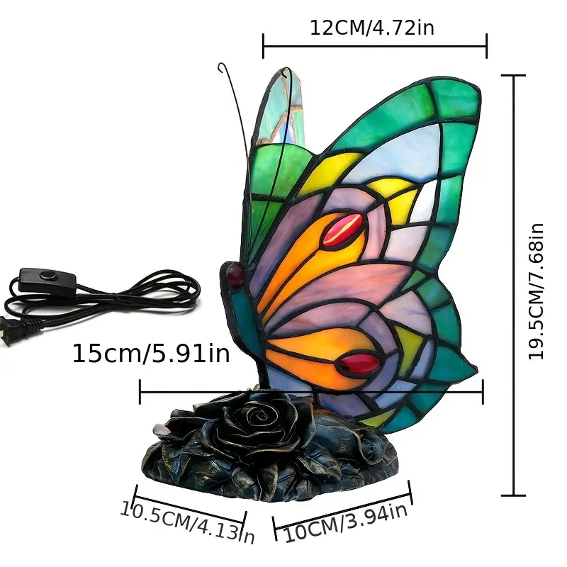 1pc stained glass table lamp colorful plug in lamp for bedroom decor creative animal themed home holiday gift decorations 2