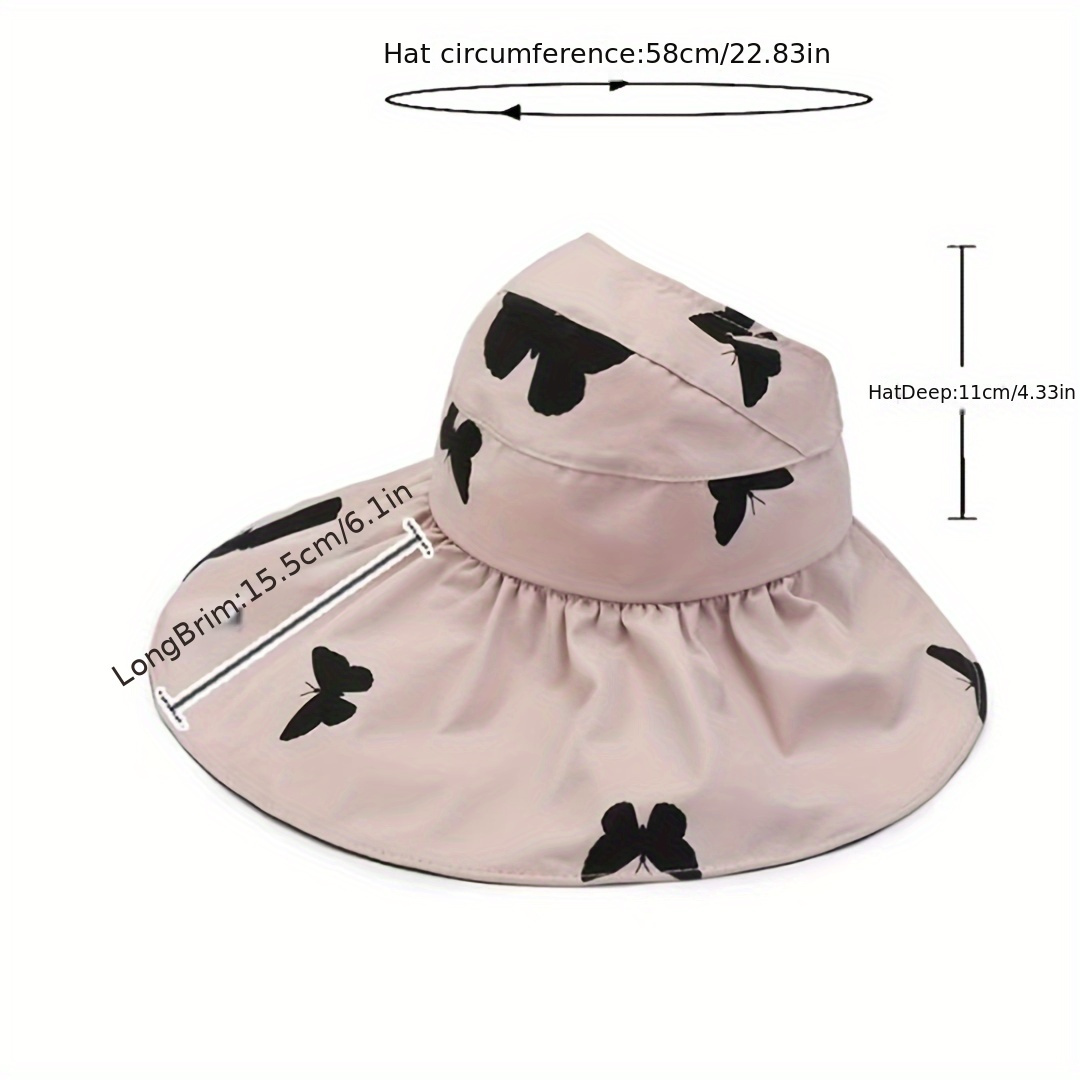 Butterfly Print Sun Hat Casual Backless Ponytail Hats Summer - Temu