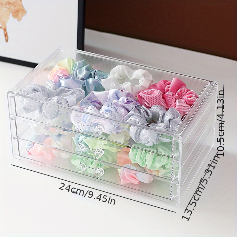 transparent dustproof hair accessories storage jewelry box elastic band hair ring with hair clip comb box large capacity jewelry storage box details 10