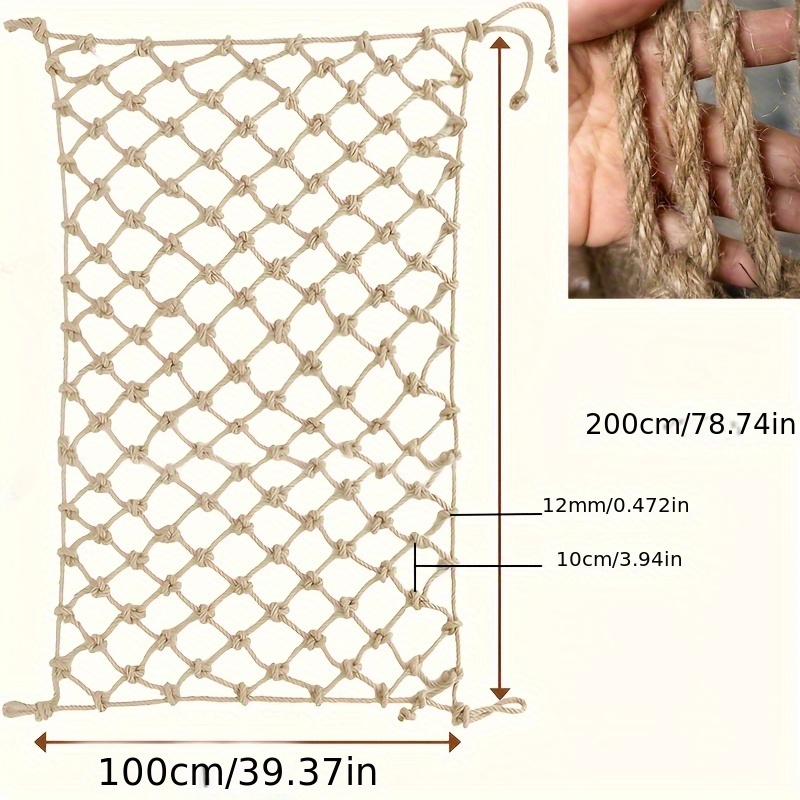 E-shop ./2 Stk. 12 mm dickes Vintage Jute-Netz, 1 m/2 m/3 m/6 m - Bergnetz Dekoration, Outdoor-Netz, Sicherheitsnetz Dekoration, Seilnetz,