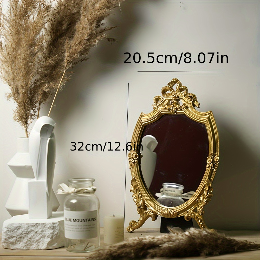 French Vintage Makeup Mirror Court Style Carving Ins Wind Desktop Table Vanity Mirror