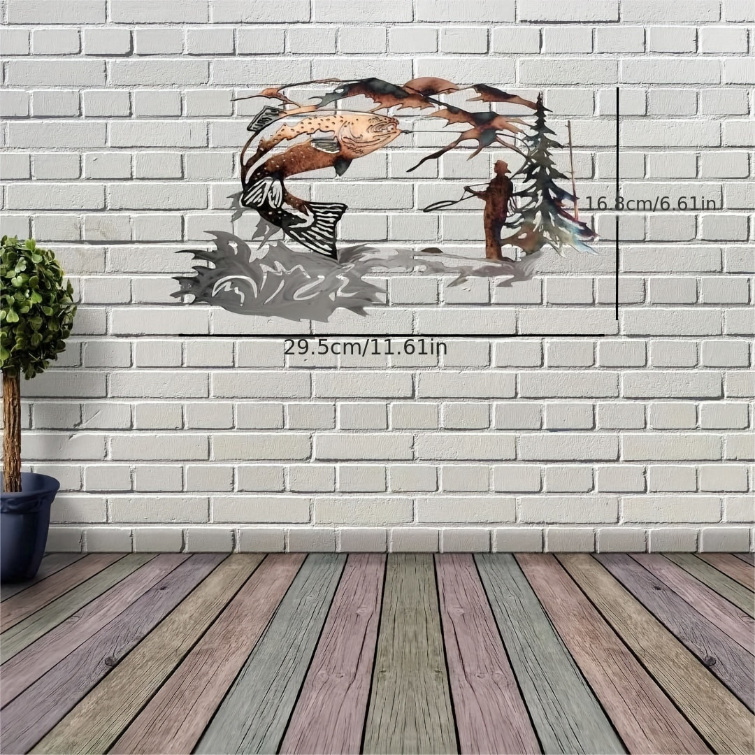 Hunting & Trout Fishing 3D Scene Metal Wall Art Decor,Vivid Decoration for  Home,Hanging Sign Decorations : : Home