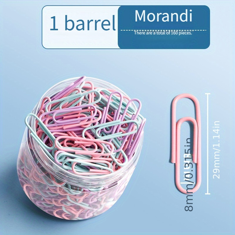 

160 Count Morandi Color Series Paper Clips, Iron Office Supplies, Creative Cute Bookmark Clips, Assorted Colors, Non-rust, Durable & Waterproof