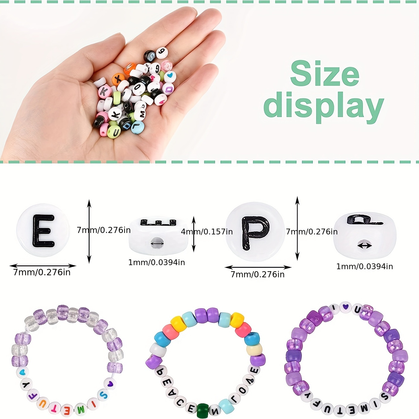 Beads Necklace Bracelet Making Kit, 7 Style Colorful Round Letter