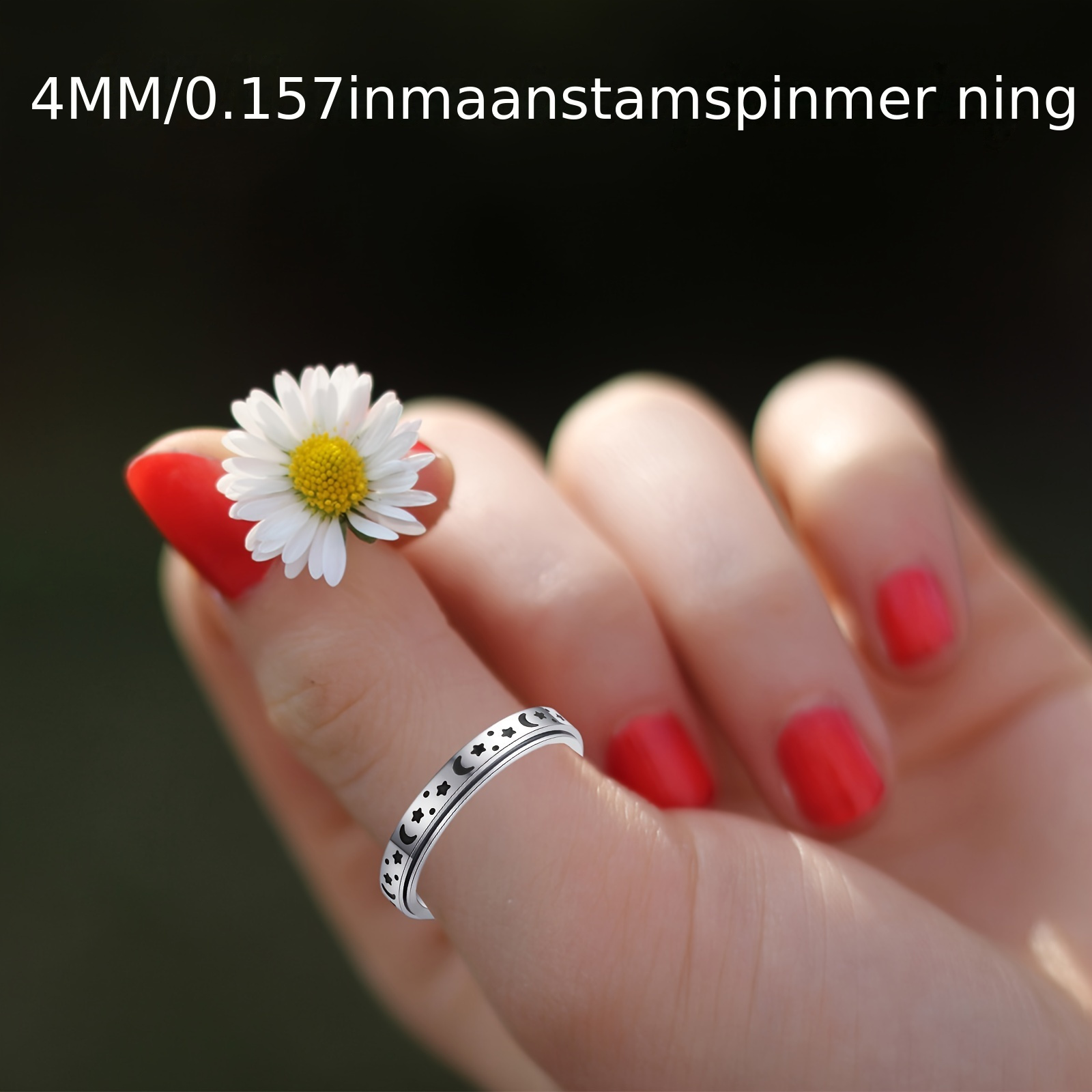 a trendy 4mm stainless steel rotatable ring set featuring moon and     in   colors   daily wear ramadan Product details 2