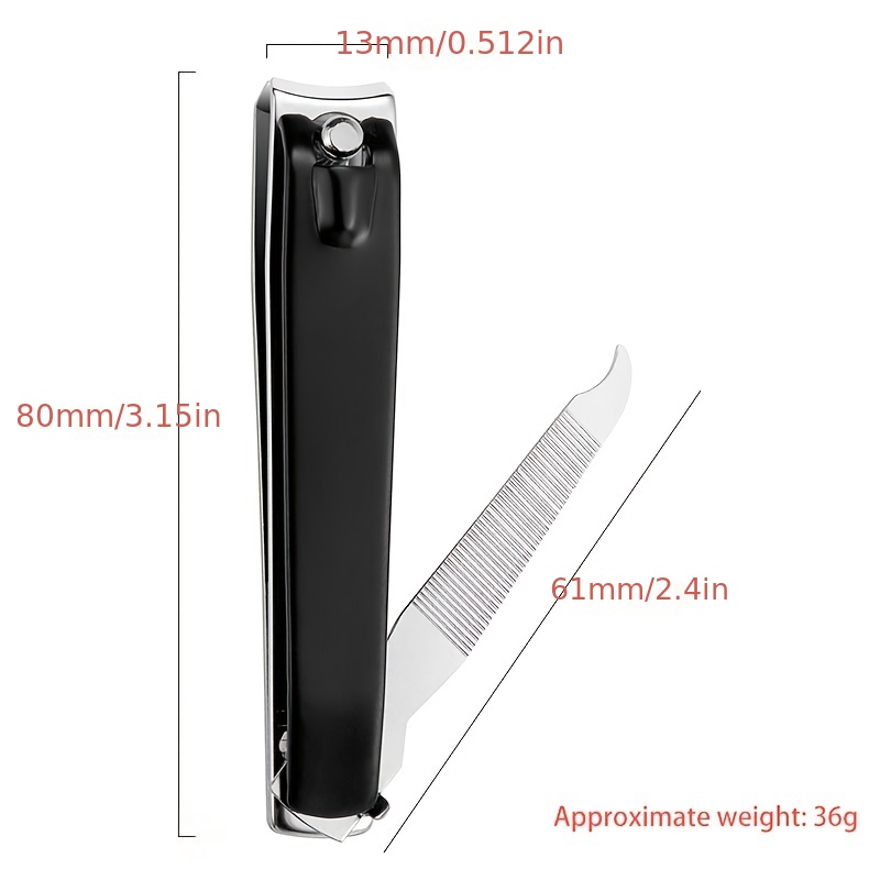 Black Trimmer Nail Clipper Portable Fashion Slip Handle For Comfortable Grip Stainless Steel Manicure Tool ，for Toenail& Foot Clean