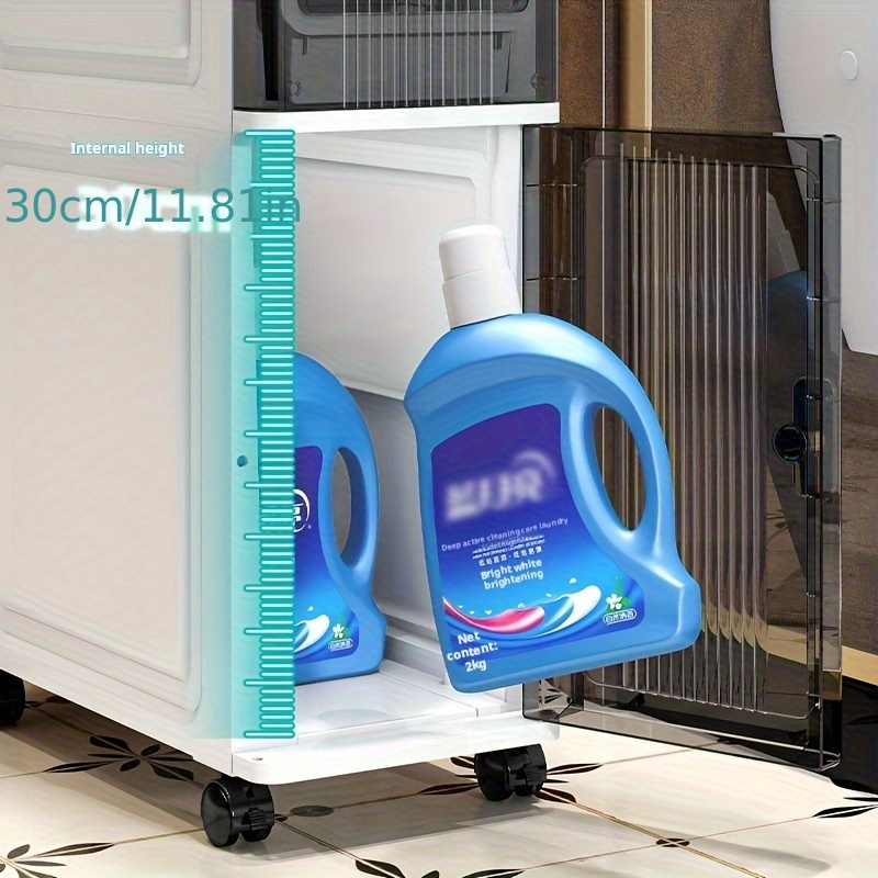 1Pc2/3/4-Layer Shower Supplies Rack, Single Door Storage Cabinet, Bathroom Storage Rack, Multi-Functional Ultra-Thin Rack - Suitable for Kitchen And Bathroom Gaps, Shower Caddies