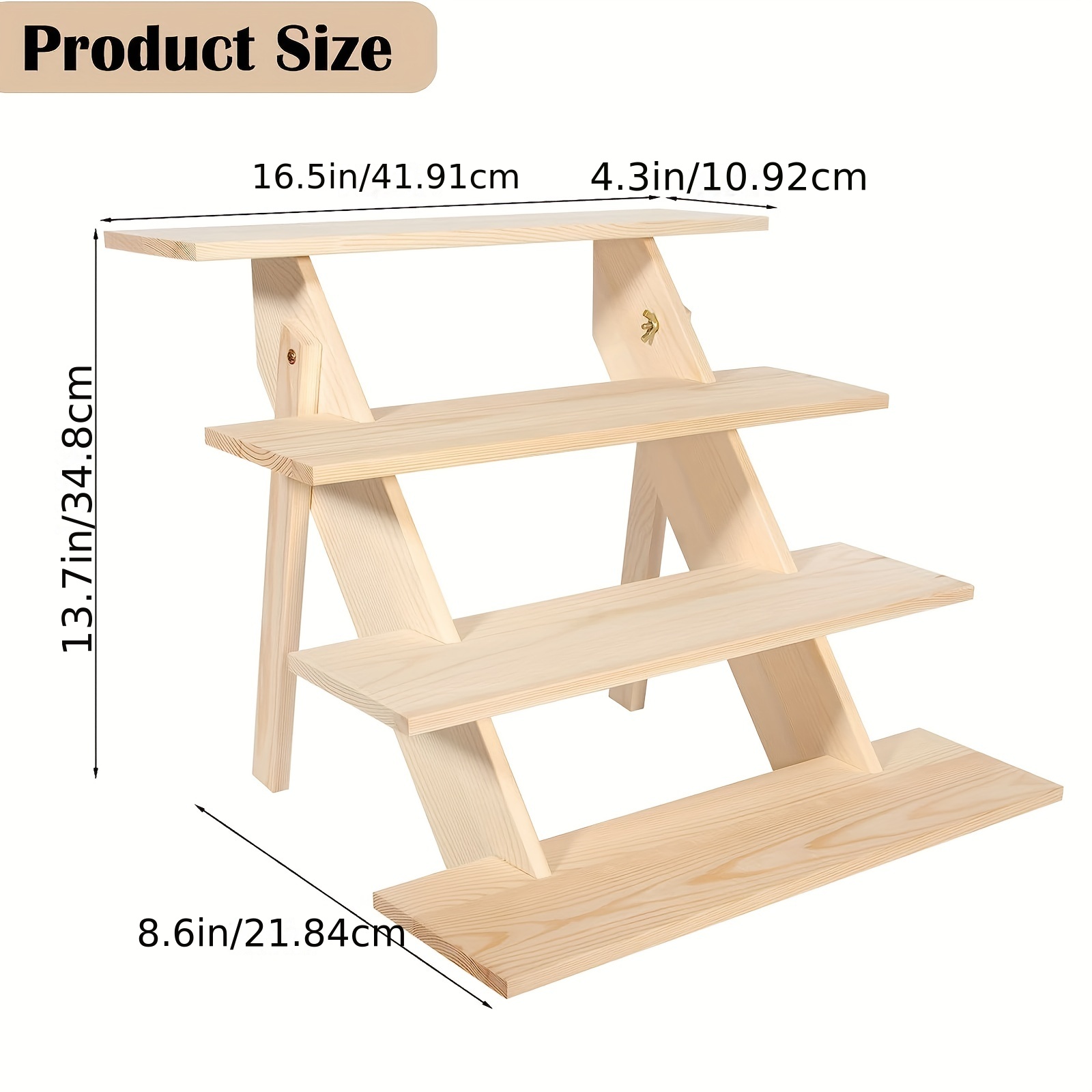 Estante de pared de madera de 4 capas, soporte de exhibición montado en la  pared, organizadores