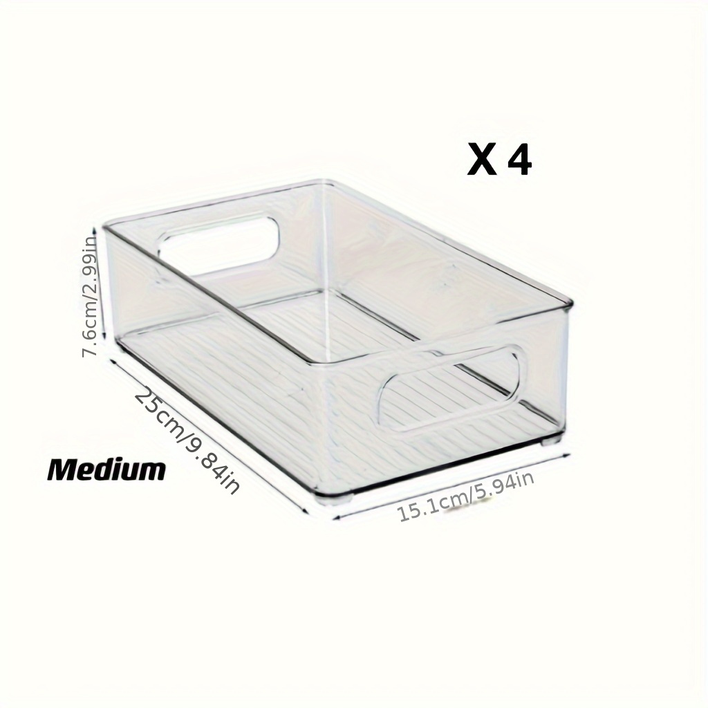 2/4pcs Organizador De Refrigerador, Contenedor De Organizador De Despensa  De Cocina Transparente Con Asas Para