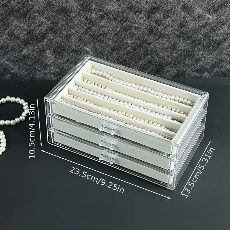 1pc transparent three layer dustproof necklace storage box Product details 0