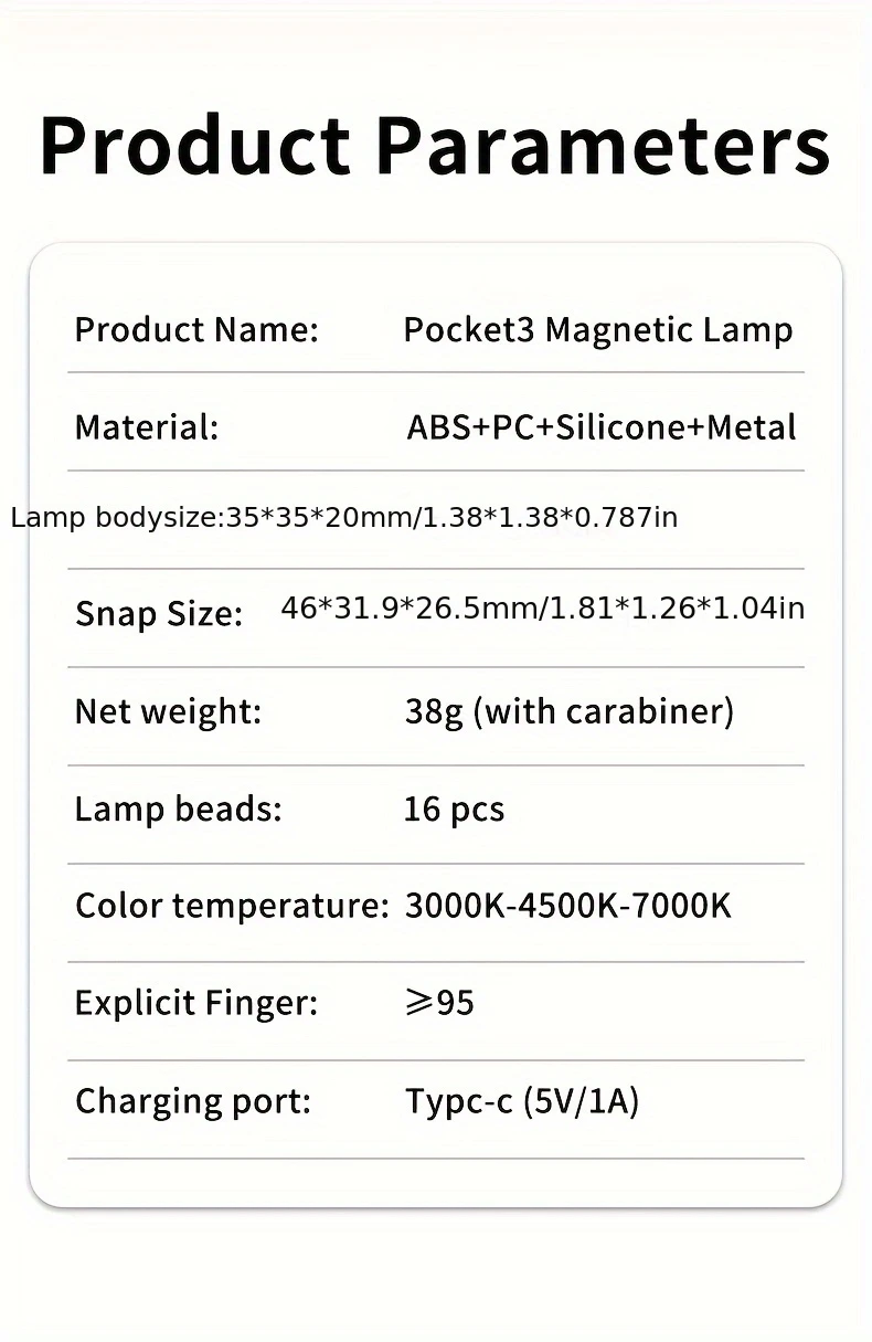 3 mini magnetic photography fill light color temperature 2500k 6000k adjustable brightness type c cable charging night portrait photography food shooting vlogging records selfie fill light details 9