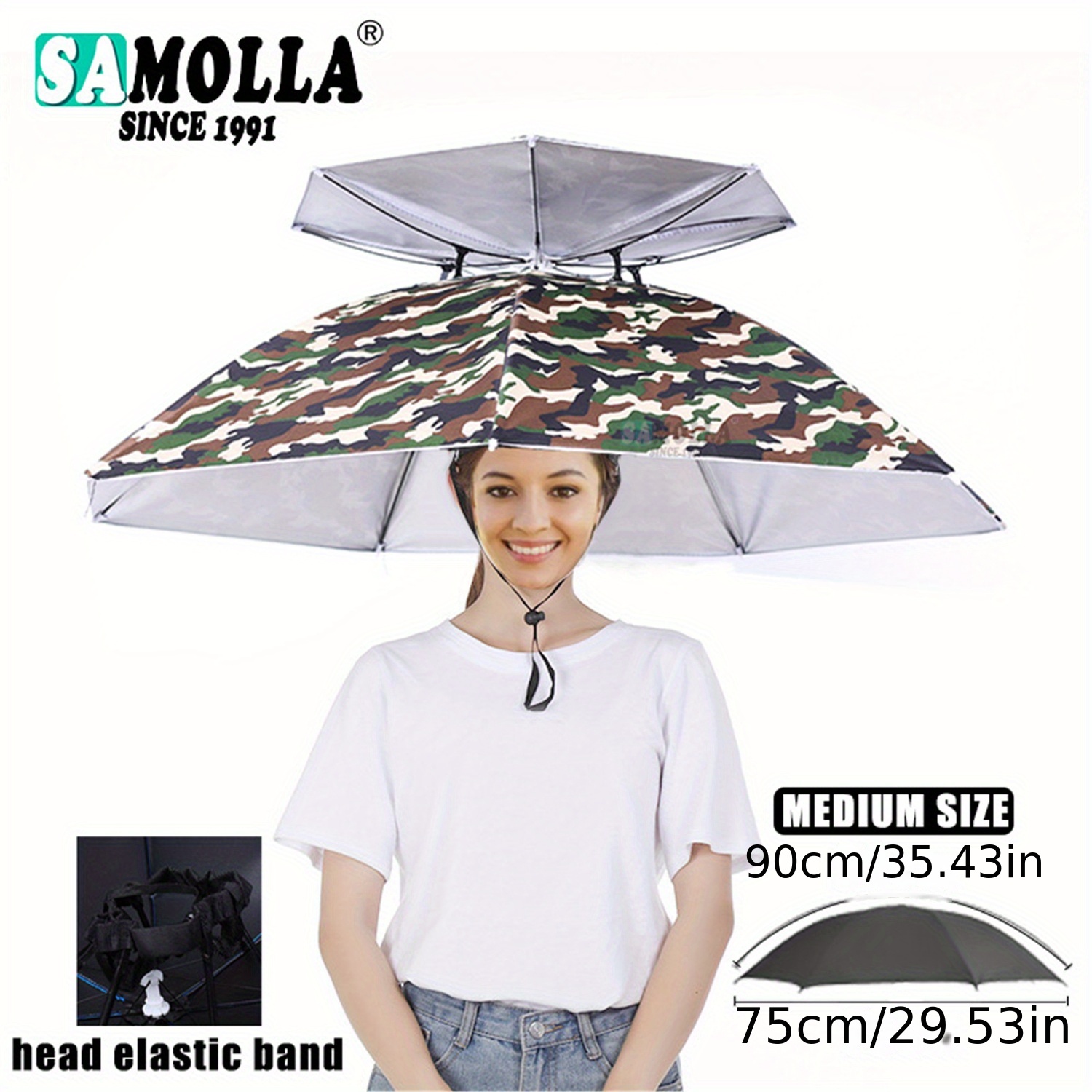 1pc Portable Foldable UV Protection Rain Umbrella Hat, Sunshade Waterproof Fishing Headwear for Outdoor Pesca Camping Beach, Fishing Accessories