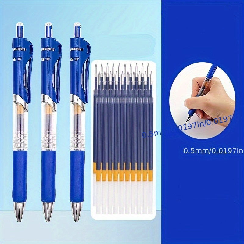 

K35 Retractable Ballpoint Pen Set With 20 Refills - Medium Point 0.5mm Round Body Plastic Pens - Black, Blue, And Red Ink - Office And School Supplies For Ages 14+