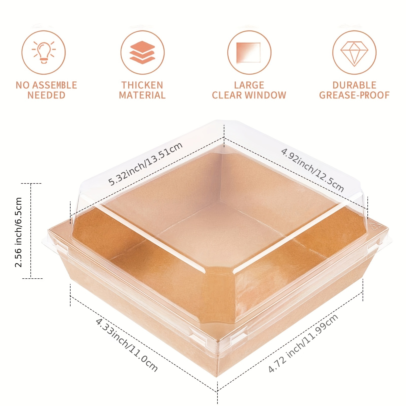 Charcuterie Square Boxes With Clear Lids Oil proof - Temu