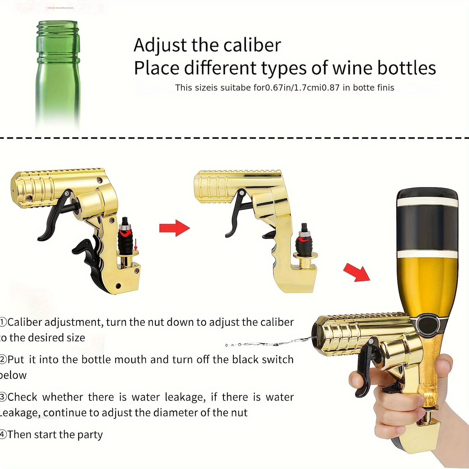 1pc, Beer Gun Injecter, Champagne Gun Sprayer, Wine Bottle Beer Dispenser  Spray Gun Fountain Bottle Beer Ejecting Gun For Party Bar Club, Wine Tool, W