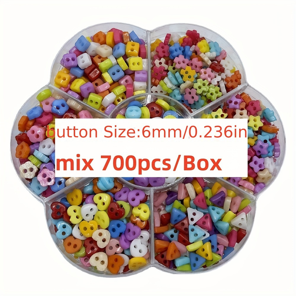 E-shop Mini Runde Dreieck Stern Herz Blume Knöpfe, Verschiedene Farben, Kostümknöpfe, für Puppen, 6mm 2-Augen Puppenkleidung Knopf Mini Puppenzubehör
