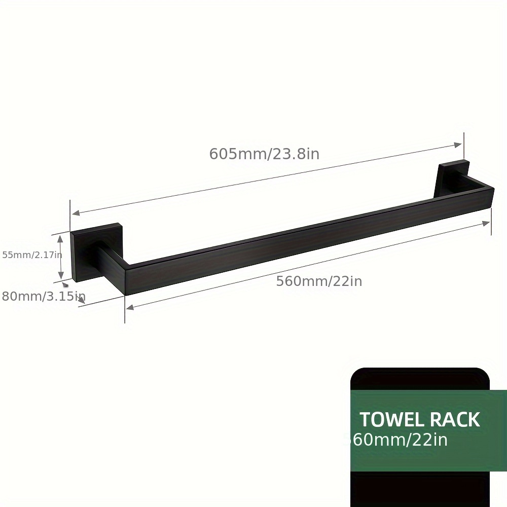 Image of Bathroom Hardware Set Accessories Matt Black Shelf Robe Hook Hanger Towel Rail Bar Rack Tissue Paper Holder Stainless Steel