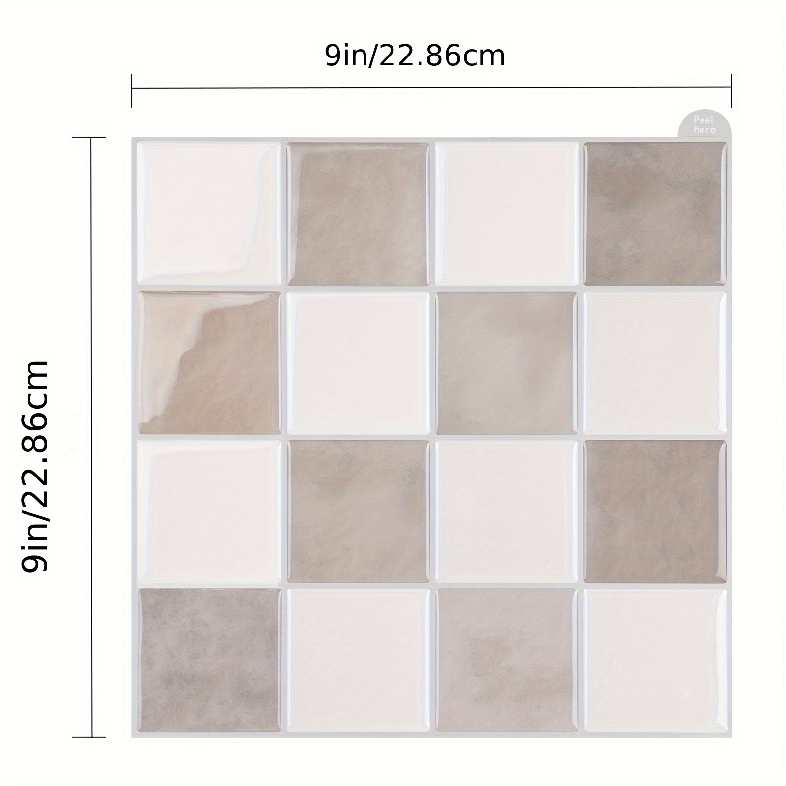 Image of 10pcs Of 9x9 Inch Brown Mosaic Self-adhesive Wall Stickers, New Decoration Materials For Kitchen Renovation, Wall Decals