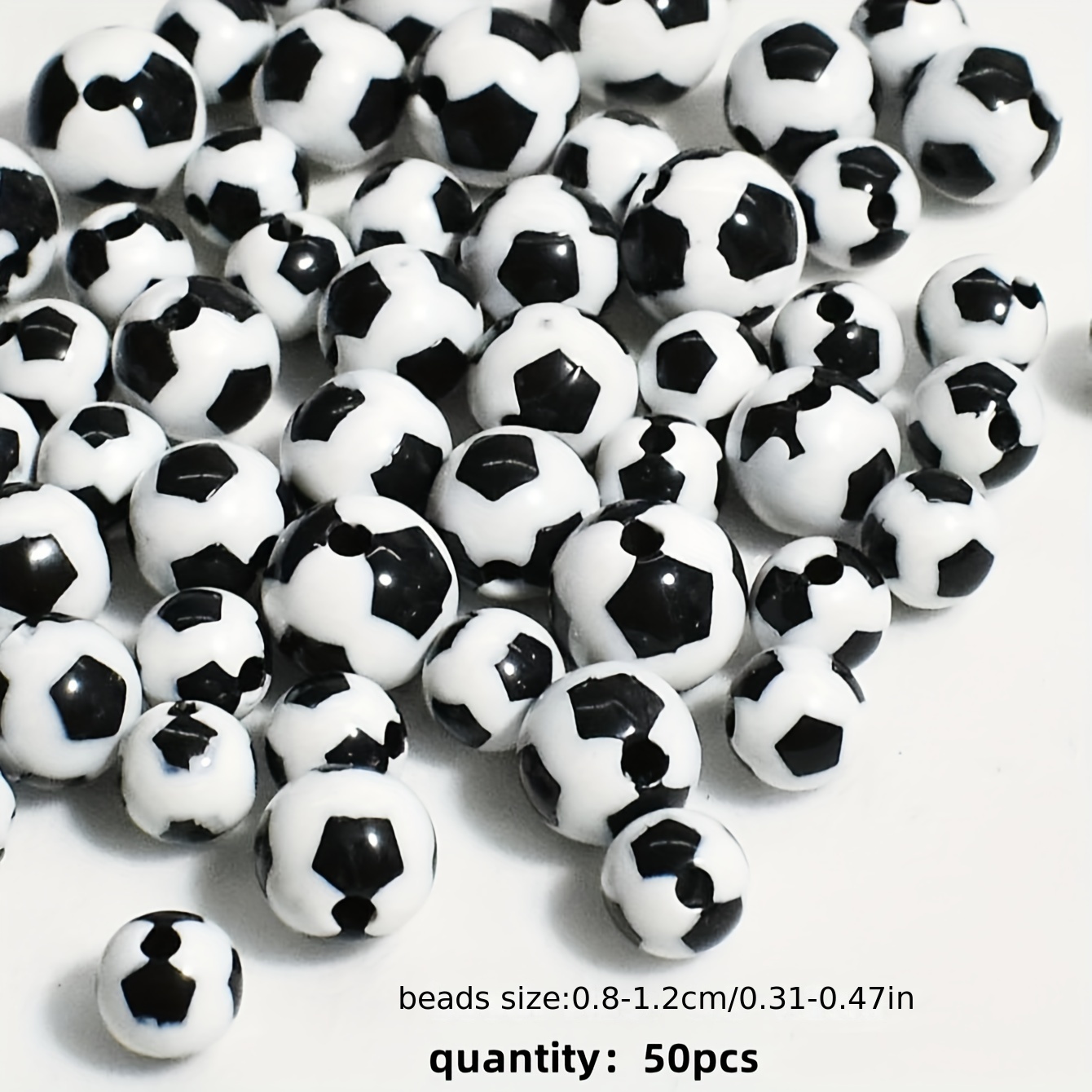White Black Football Beads For Jewelry Making Diy Bracelet - Temu
