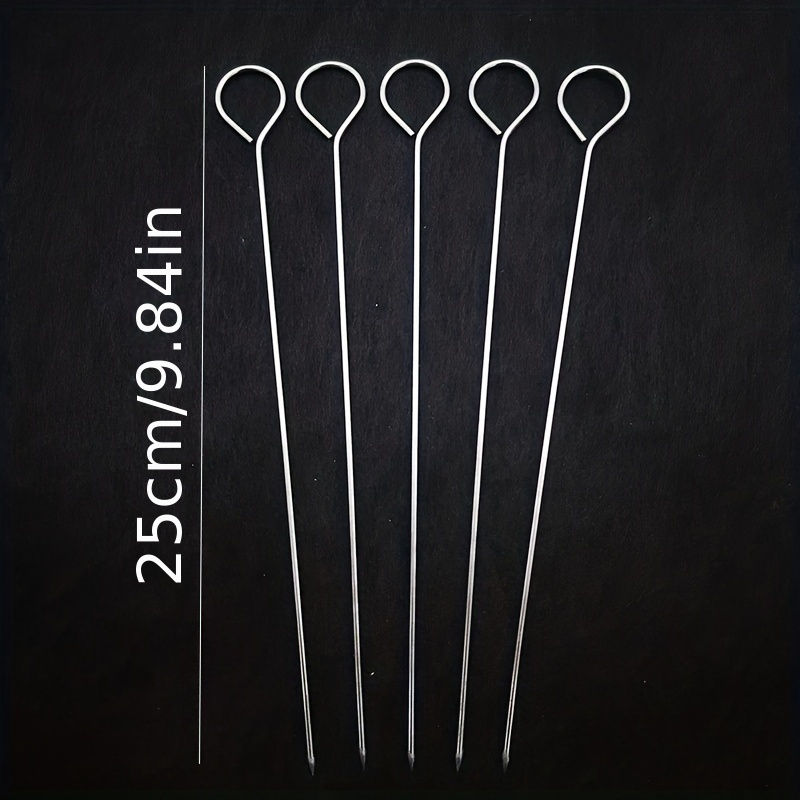 Stainless Steel Bbq Skewers, Goose Tail Skewers For Grilling, Hanging Grill Skewers With Hook Loop For Duck Neck, Bbq Tools