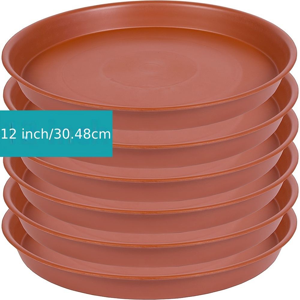 

8pcs, 12-inch Terracotta Plastic Plant Saucers, Durable Round Plant Trays For 6"/8"/10"/12" Pots, Suitable For Indoor Planters & Outdoor Garden Bird Baths