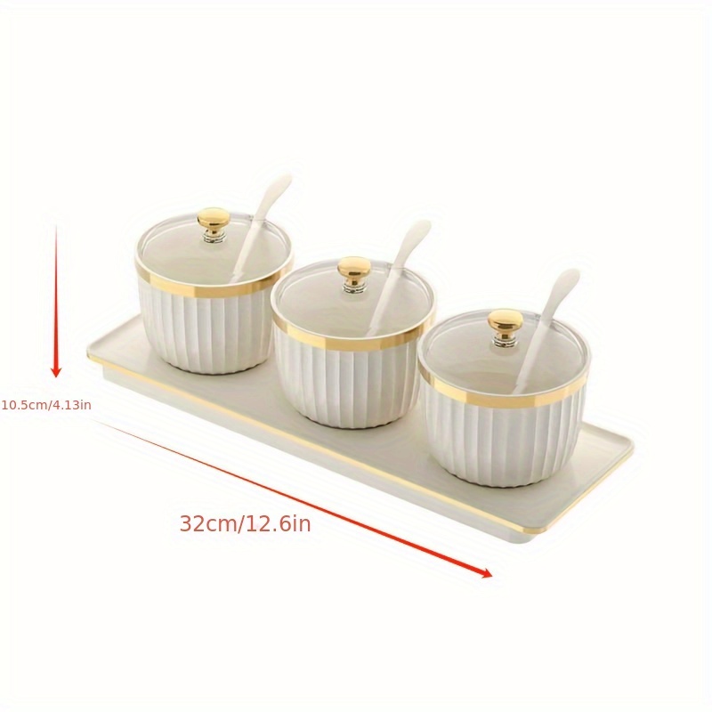 Image of Seasoning Box Seasoning Jar Set Household Kitchen Spice Container Three-tier Four-grid Storage Plastic Condiment Box