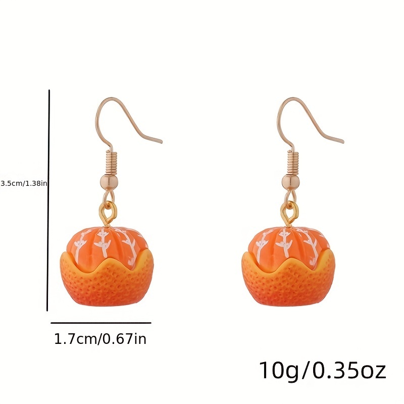 Women's Creative Orange Resin Earrings, Fruit Style