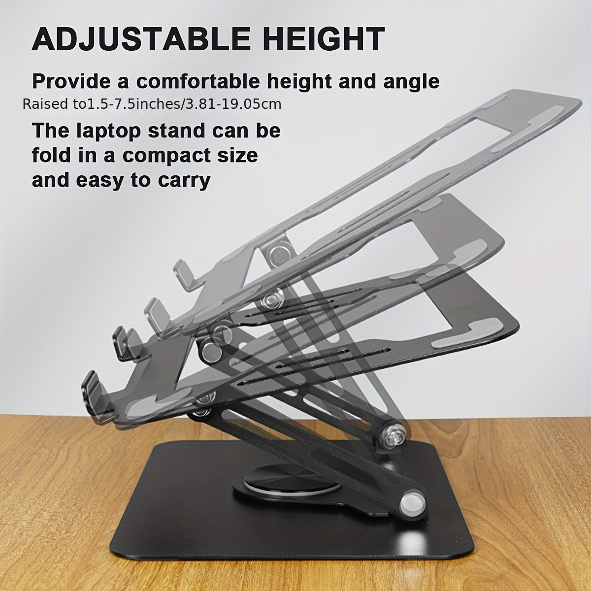 Portable Laptop Riser Notebook Stand, Height and Angle Adjustable