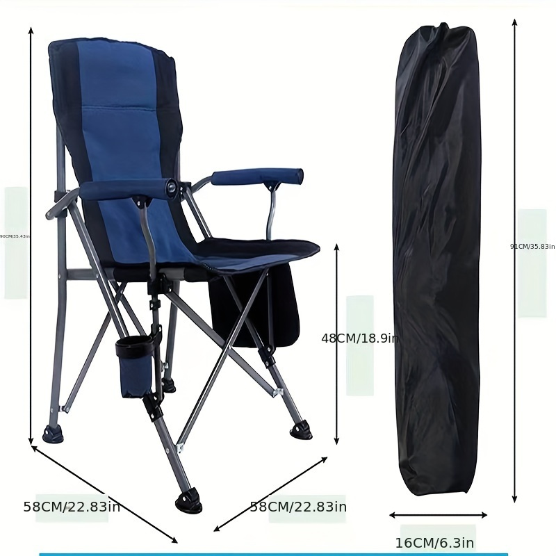 600D Oxford Folding Camping Chair With Cup Holder, Outdoor Cushion