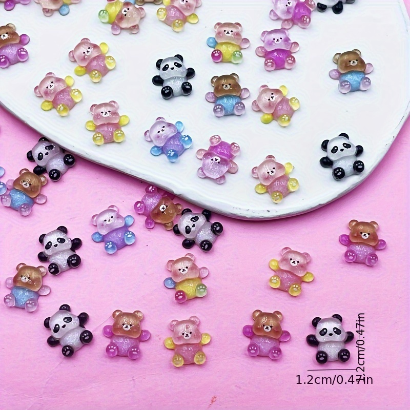 Image of 50pcs Cute Bear Nail Charms, Resin Panda Nail Art Accessories, Nail Art Supplies For Women And Girls, Nail Art Jewelry