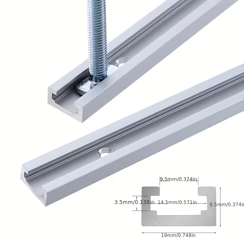 1pc Aluminium Alloy T-track, Woodworking Chute Rail, 19x9.5mm, T Track  T-slot Miter Track Jig T Screw Fixture Slot Table Saw Router Table DIY Tools