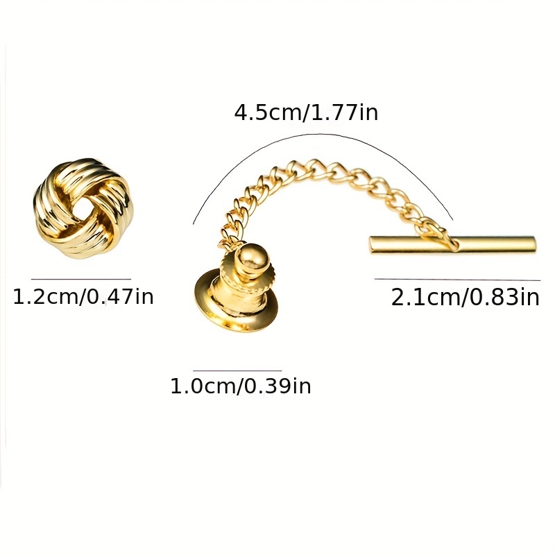 Mens Tie Tack Pins Brooch Lapel Pin Collar Pin with Chain Mini Accessories