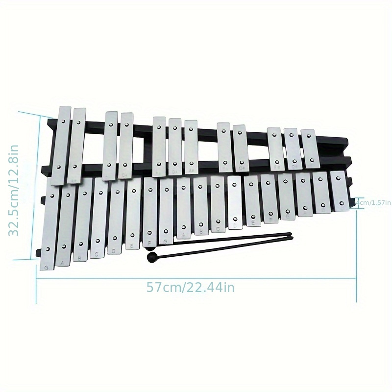 Btuty Foldable 30 Note Glockenspiel Xylophone Wooden Frame Aluminum Bars  Educational Percussion Musical Instrument Gift
