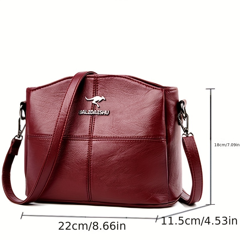 Simple Design Flap Shoulder Bag, Pu Leather Versatile Square Bag,  Adjustable Strap Crossbody Bag - Temu