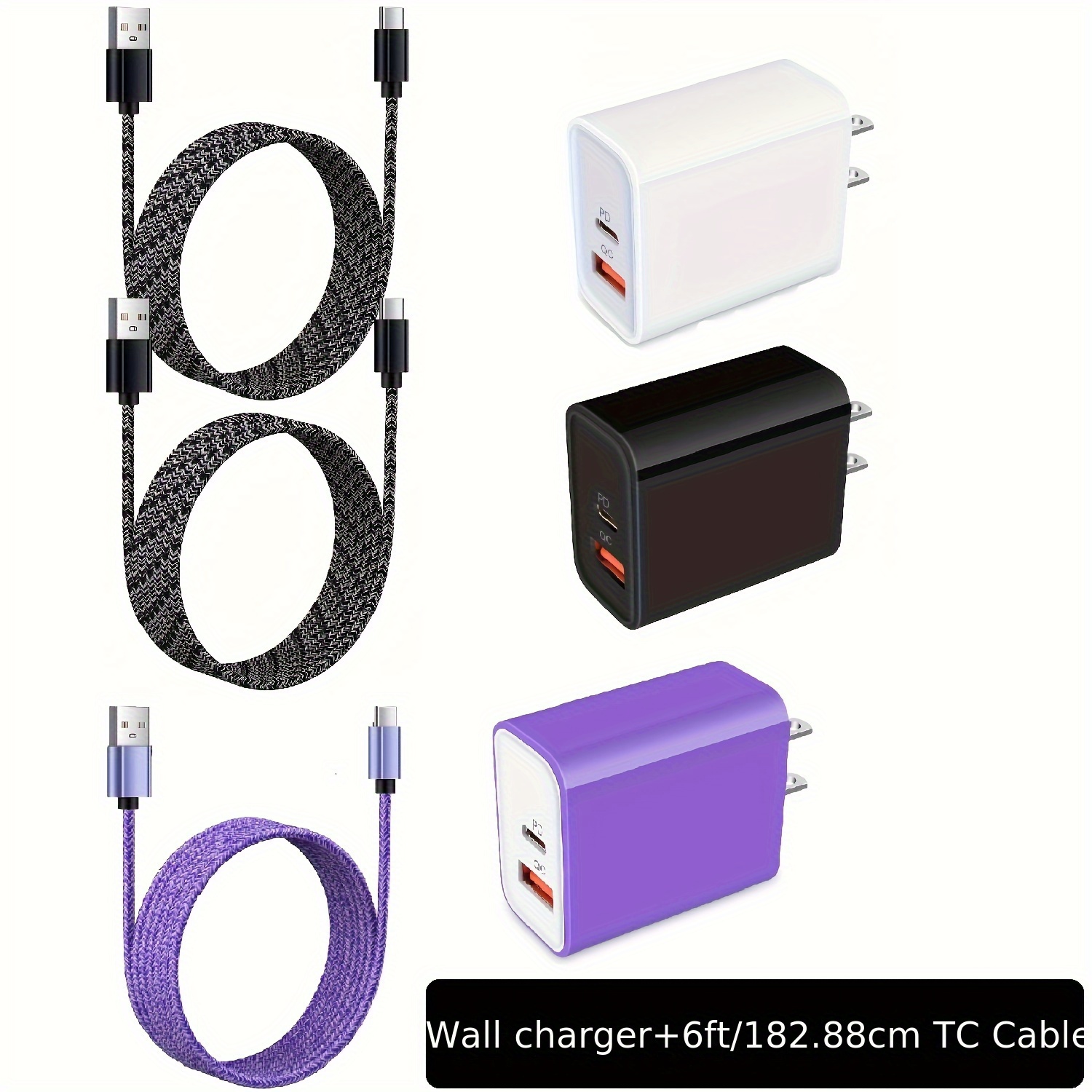 

20w Pd+qc3.0 Quick Charger With 6ft Usb A To C Cable: Suitable And Moto - Travel Friendly, Fast Charging, And Fireproof