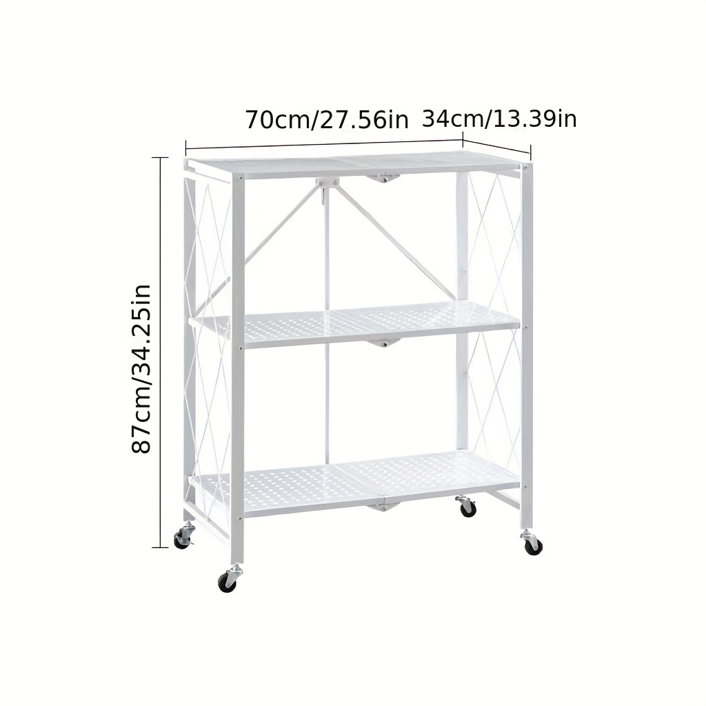 Heavy Duty Foldable Metal Rack, Storage Shelving Unit with Wheels, Moving  Easily Organizer Shelves, Great for