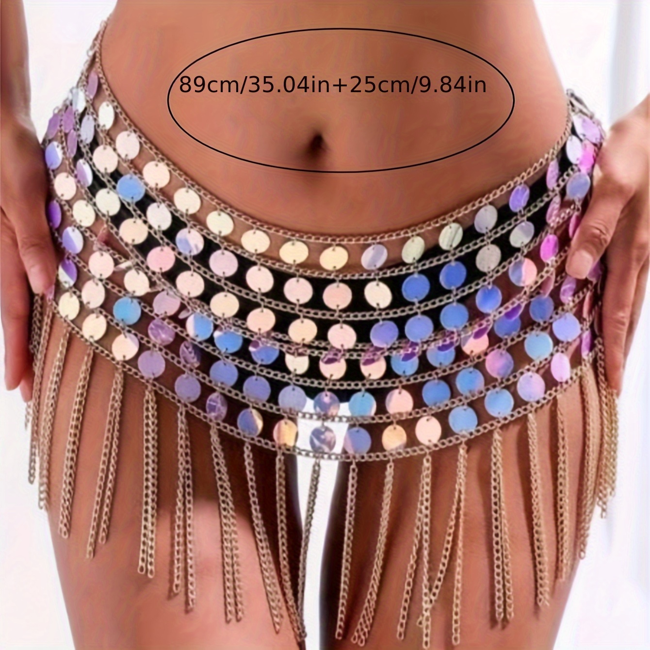 Stylish Body Chain Dress with Sequins & Tassels, Party Wear