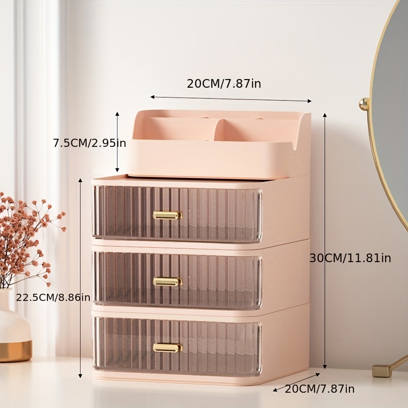 1pc Cosmetic Storage Box With Drawer, Dustproof Jewelry Rack, Bedroom Make  Up Organization And Home Essentials, Skincare Product Storage Rack With Tra
