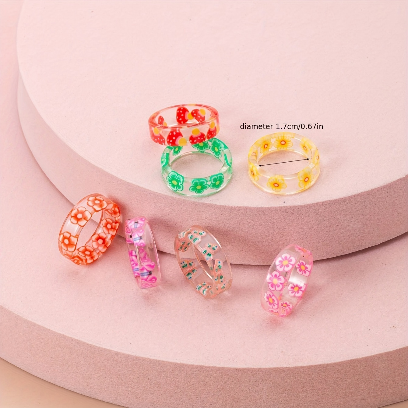 Girl's Butterfly Flower Resin Rings Plastic Rings Acrylic - Temu