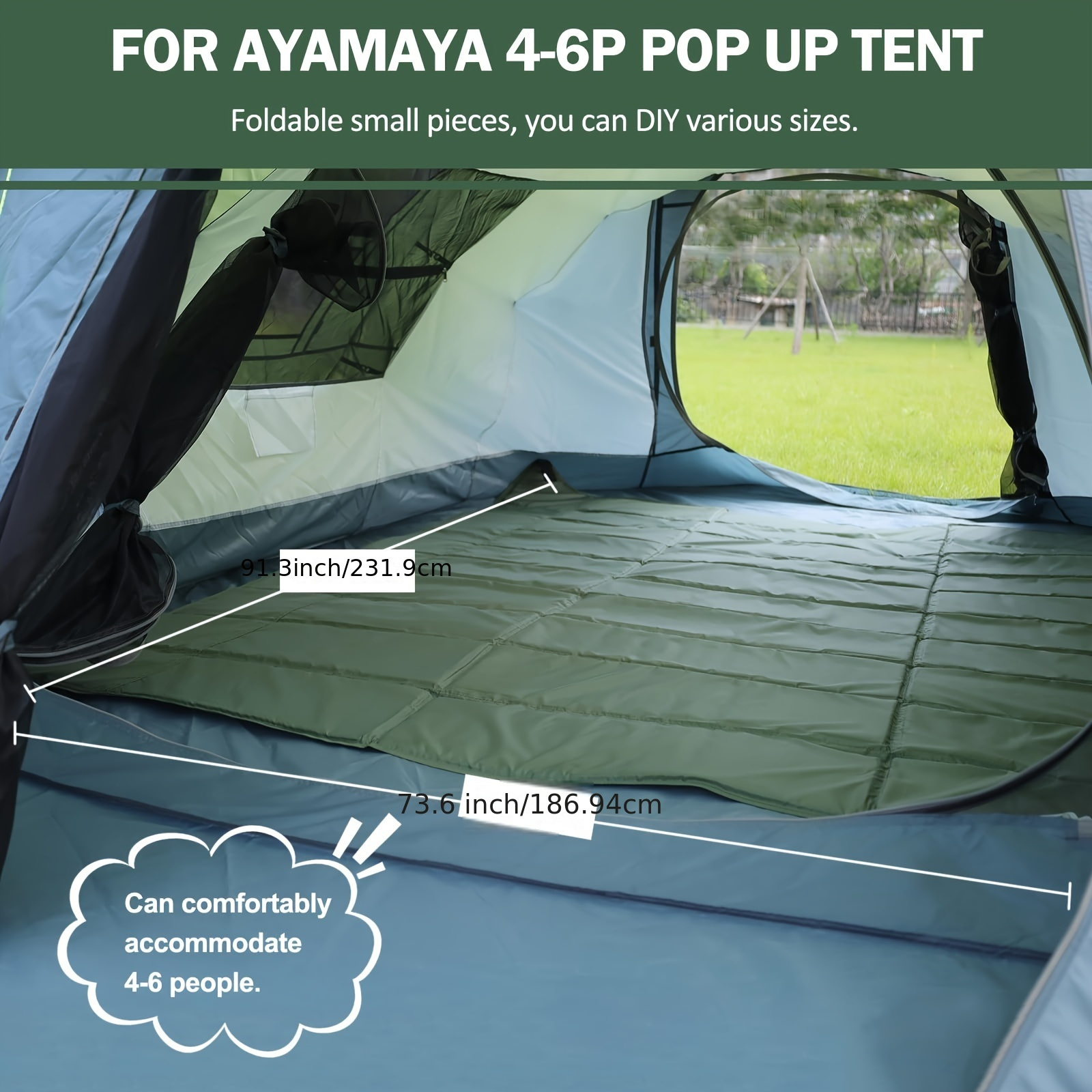 Foam Sleeping Pad For Camping, Extra Large FT Foldable Waterproof  Camping Mat With Integrated Storage Bag, Lightweight Soft Tent F