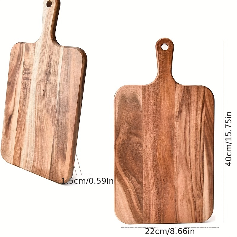  Tabla de cortar de madera natural para pizzas, pan, fruta y  queso, herramientas esenciales de cocina (color: color madera, tamaño: 11.8  x 7.1 x 0.8 in) : Hogar y Cocina