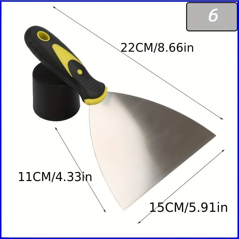 1pc Various Sizes Stainless Steel Grease Knife, Cleaning Shovel Knife, Plastic Handle Batch Knife Putty Knife, Mirror Polished Stainless Steel Cleaning Shovel Knife, Two-color Handle Grease Knife, Plastic Handle Shovel Knife