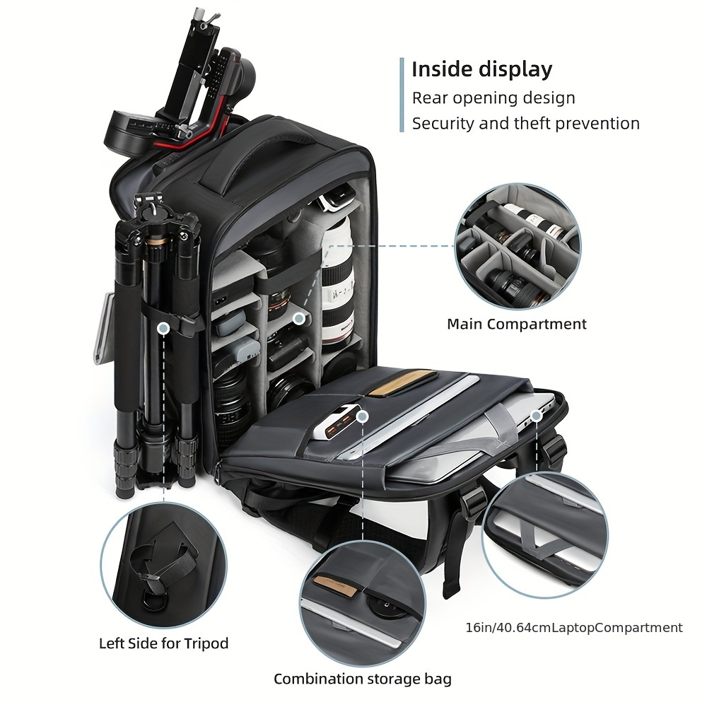 camera backpack durable tripod mount secure Temu Germany