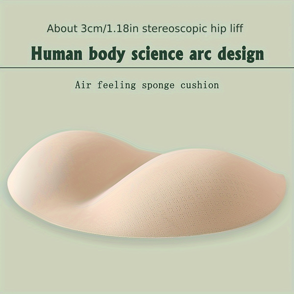 

1 Pair Sponge Breathable Butt Lift Pad, Portable Comfort Soft Hip Enhancer Cushion, Human Body Science Arc Design With Air-feeling Sponge - Available In Sizes S, M, L, Xl