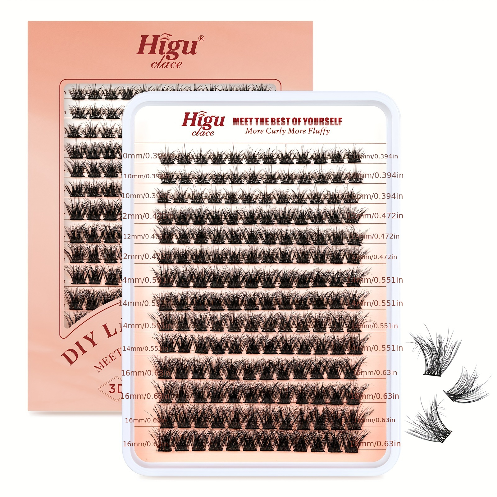 

Higu Lashes 168pcs, 3d Multiple Eyelash Mixed 10-16mm, Fluffy Lash D , And Lightweight Diy Lash Extension Large Tray (3d -16mm) For