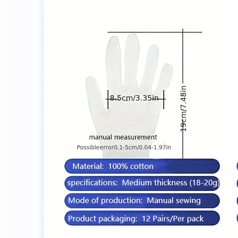 12 Paia Guanti Cotone Bianco Grandi Guanti Stoffa Donne - Temu Switzerland