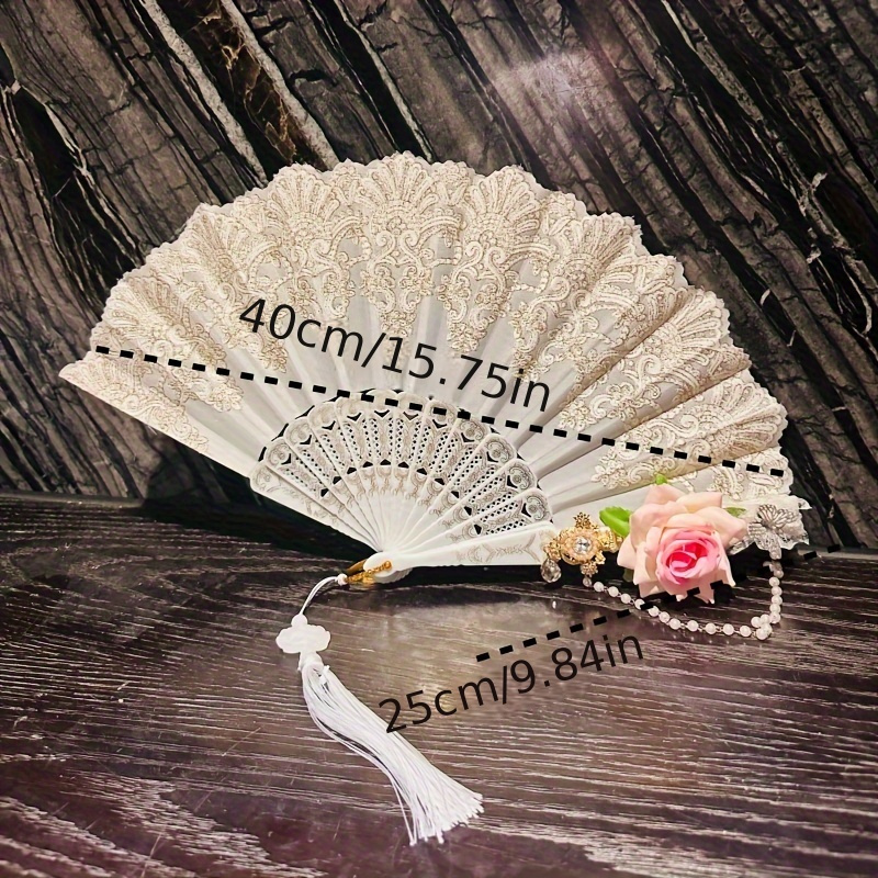 Halloween Black Lace Folding Fan, Elegant Style Handheld Fan for Women, Summer Party Dance Accessory details 3