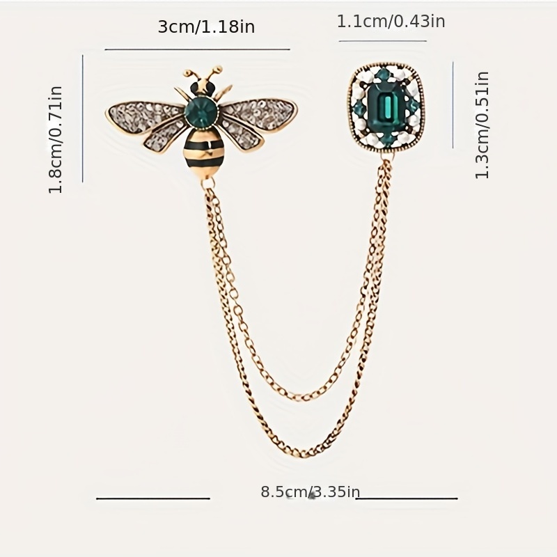 Little Bee Tassel Brooch, Retro Chain Collar Pin