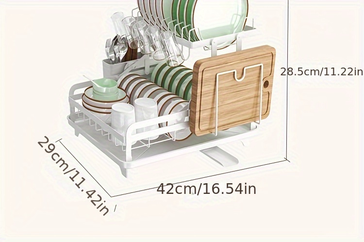 1pc dish drying rack for kitchen countertop double layers large capacity dish drying rack with   steel dish drainer with drainage utensil holder for dish knifes cup cutting board 16 3 11   8in kitchen supplies details 8