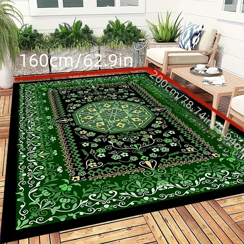 European Retro Green Indoor/outdoor Machine Washable Rug - Non-slip, Modern  Boho Home Decor For Living Room & Beyond! - Temu